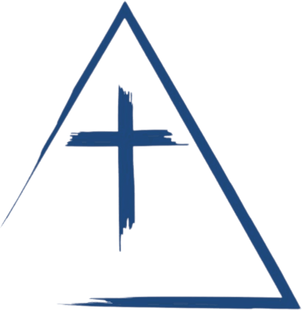 The Immanuel Baptist Church mark — a hand-brushed cross inside a brushed triangle, in steel blue